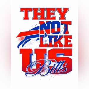 Handmade They Not Like Us Bills Graphic Tee - Red & Blue